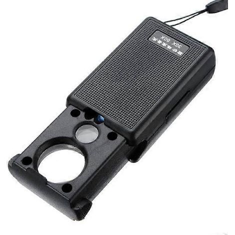 Tragbare 30-fache/60-fache LED-beleuchtete Schmucklupe mit ausziehbarer Linse (Schwarz)-Black (1/2)