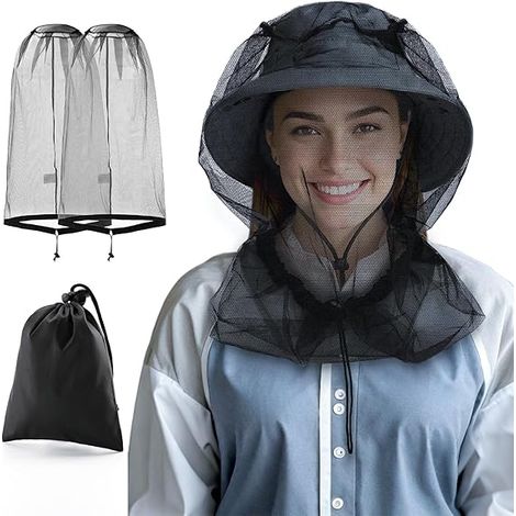 Chapeau moustiquaire anti-moustiques, protège visage et cou, idéal camping, pêche, jardinage et apiculture, filet de tête respirant, taille unique, léger et pratique. (1/5)