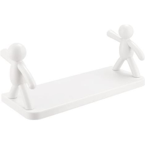 Étagère murale flottante en plastique pour salle de bain - Rangement pour cosmétiques/épices, sans perçage, étagère murale pour livres/présentoir, blanche (1/5)
