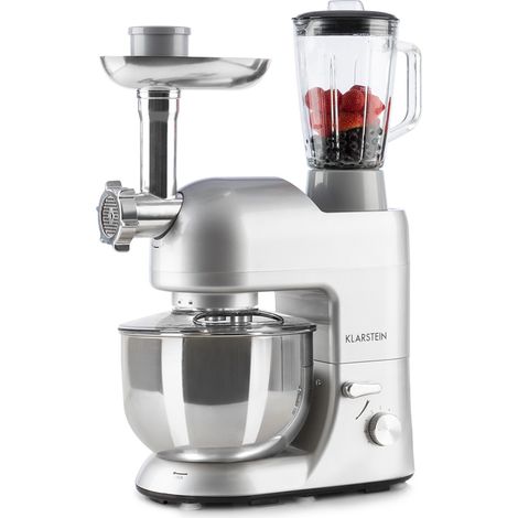 Klarstein Knetmaschine Küchenmaschine mit Fleischwolf, 2000W Teigmaschine Klein, 6 Stufen, Schneebesen Rühr- & Knethaken, Planetenrührwerk, Rührmaschine mit Mixer, Küchenmaschinen mit 5L Schüssel (1/5)