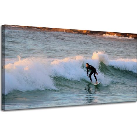 Leinwanddruck „Menschen – Surfer auf einer Welle“, 120 x 60 cm