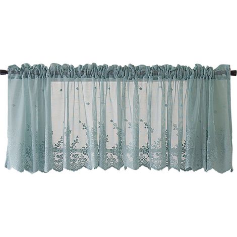 Rideau Voile - Rideau Festonné en Dentelle avec Poche à Tringle - Pour Cuisine Café Chambre à Coucher Salon - 137 x 61 cm (1/5)