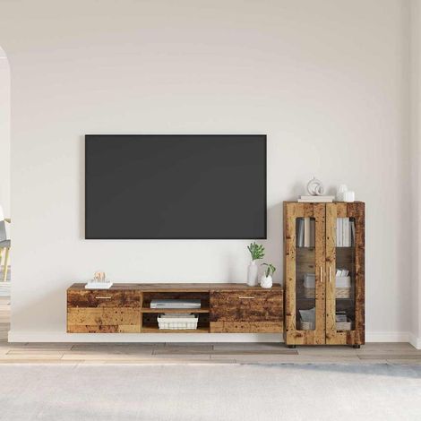 TV Cabinet Set FLORIN 3 pcs Old Wood Engineered Wood vidaXL