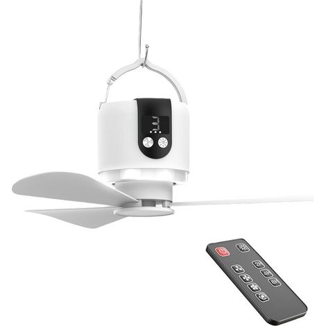 Ventilateur de camping portable de 41,5 cm avec télécommande,batterie 15600 mAh,lumière LED rechargeable par USB,3 vitesses,tente de camping (1/5)