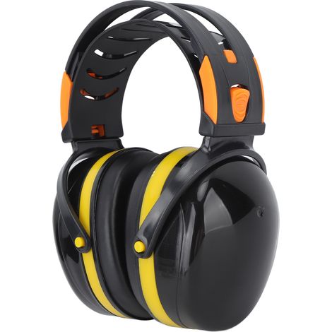 Casque antibruit pliable et léger pour une protection auditive optimale lors du jardinage, du tir et de la tonte de pelouse (noir et jaune).