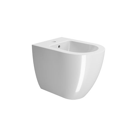 Pura bidet a terra filo muro bianco lucido (venduto senza rubinetteria) (1/3)