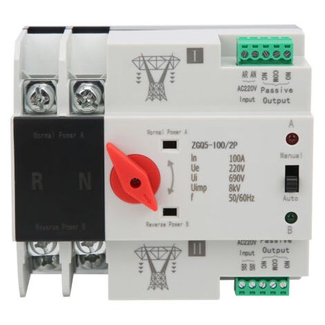 Commutateur de transfert automatique à double alimentation contrôleur 2 voies ininterrompu ZGQ5-100/2P 220V (1/5)