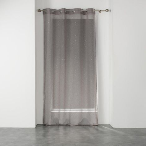 Voilage a oeillets 140 x 240 cm voile tisse applique elea Gris/argent (1/4)