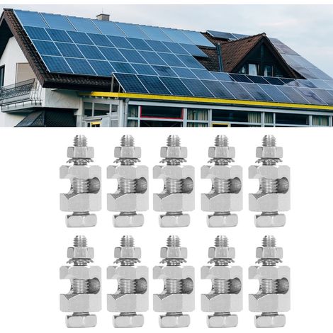 Packung mit 10 Erdungsklemmen für den Blitzschutz von Photovoltaikanlagen (1/5)