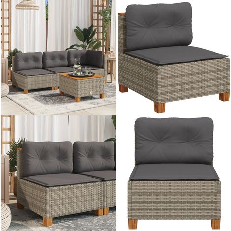 Canapé de jardin sans accoudoirs coussins gris résine tressée - Canapé De Jardin - Meubles De Jardin - Salon De Jardin - Fauteuil De Jardin - Chaise Longue - Home & Living (1/5)