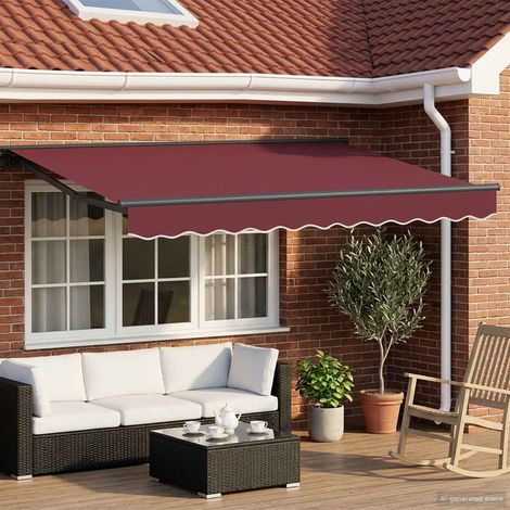 Armazón de toldo manual con LEDs Borgoña y Antracita 3 x 2,5 m