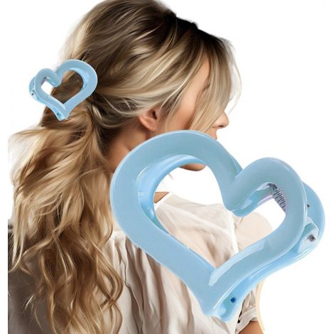 Fermaglio per capelli XL a forma di cuore blu 6,5x6 cm SP364N (1/3)