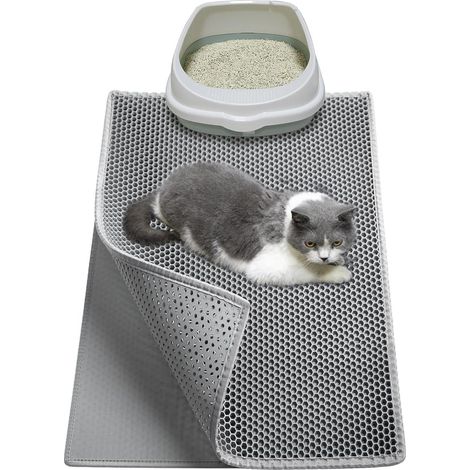 Tapis de bac à litière pour chat, Tapis de litière pour Chat,Tapis en nid d'abeille,Tapis de litière imperméable pour chat EVA,4050cm,gris (1/5)