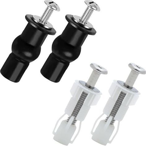 2 Paires de Vis pour Abattant de WC avec Rondelles – Fixation Universelle pour Siège de Toilette, Boulons à Expansion et Vis en Caoutchouc (1/4)