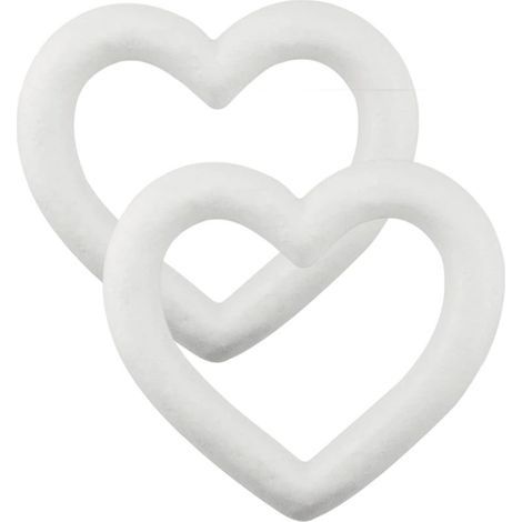 Set mit 2 weißen Krippendekorationen für Hochzeiten, herzförmigen Deko-Accessoires, Schaumstoffkreis, Kranz, Ring, rundem Blumenarrangement (1/5)