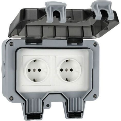 Prise Extérieure - IP66 Étanche - 16 A - 220 V - 2 Prises + 2 Ports USB - Pour Jardin Terrasse Atelier - 1 Pièce (1/4)