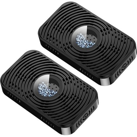 Lot de 2 déshumidificateurs rechargeables et réutilisables, petits et sans fil, avec plusieurs orifices et fenêtre de visualisation. Éliminateurs d'humidité portables pour coffre-fort, objectif d'appa (1/5)