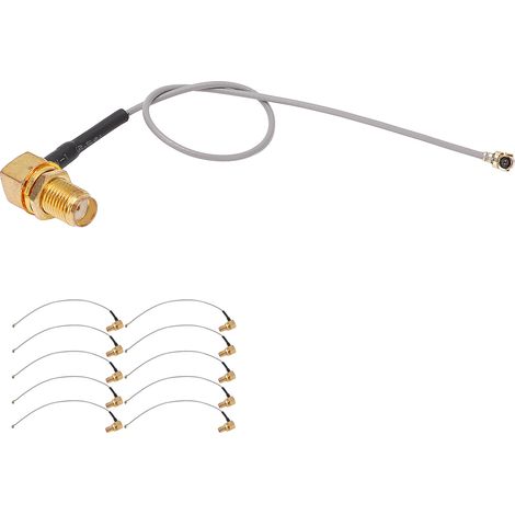 Lot de 10 câbles coaxiaux RF angle droit, connecteur SMA femelle vers IPX, kit de raccordement pour antenne et module sans fil (1/5)