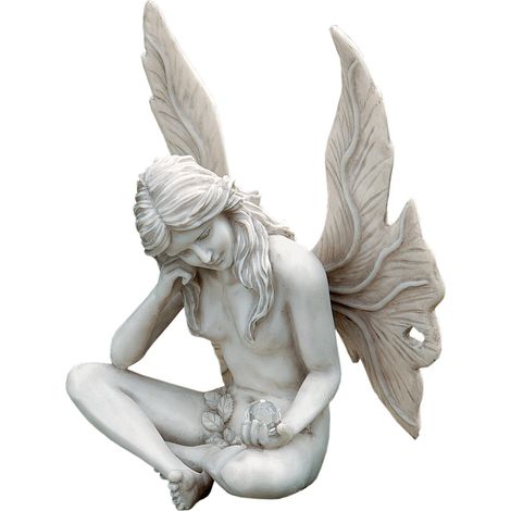 Design Toscano PD1539 Fate del Giardino Segreto, Statua Fata Che Fissa, off Bianco, 15x19x25.5 cm (1/4)