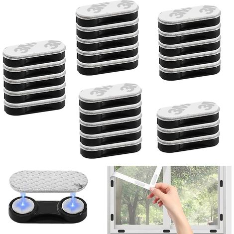 Moustiquaire Fenetre Magnetique Clips, 24 PCS Aimant Rideau Magnetique Clips, Moustiquaire Autocollants Aimantée pour Fenêtre boucles de montage sans perçage (1/5)