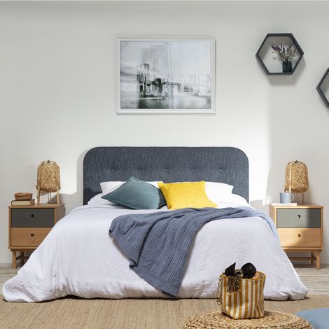 Tête de lit tapissée Saona 160x60 Couleur Bleu