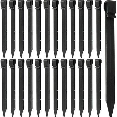 LATERN 25 Pièces Piquets de Sol en Plastique, 25CM Piquets de Bordure de Paysage Robustes Piquets de Tente Pointes d'ancrage pour Tentes Planche Terrasse Bordure Pelouse Jardin Extérieur (Noir) (1/4)