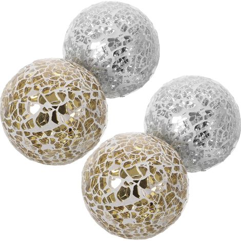 Boules Décoratives en Verre Mosaïque 4 Pièces pour Décoration Intérieure Moderne et Délicate, Maison Table Cuisine (1/5)