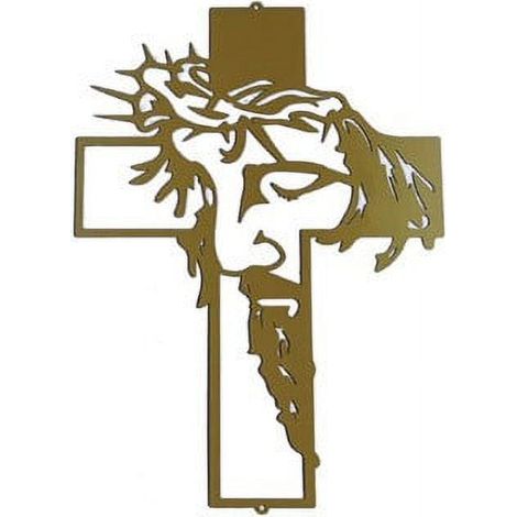 Croix - Visage De Jésus - Décoration Murale En Métal - Pour Église Maison Bureau - Hauteur 30 Cm Largeur 21 Cm - Noir Brun - 1 Pièce (1/5)