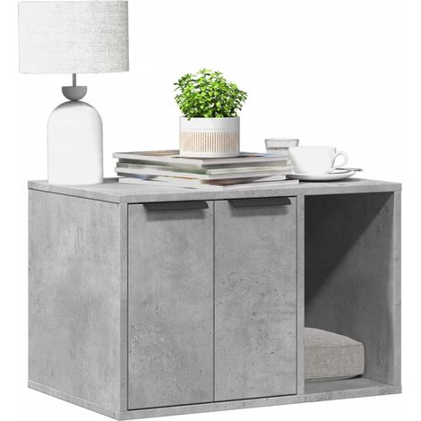 vidaXL Cat Litter Box Enclosure Concrete Grey 60x40x40 cm Engineered Wood