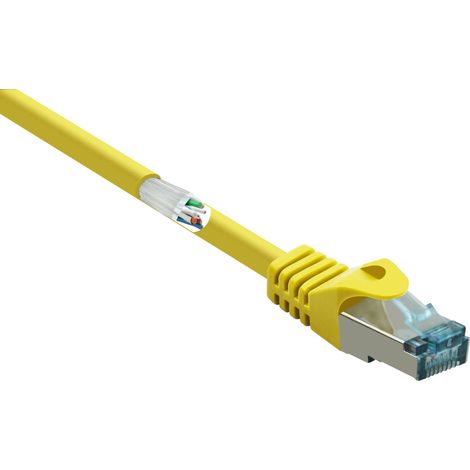 Renkforce RF-5088652 RJ45 Câble réseau, câble patch CAT 6a S/FTP 5.00 m jaune avec cliquet d'encastr (1/4)