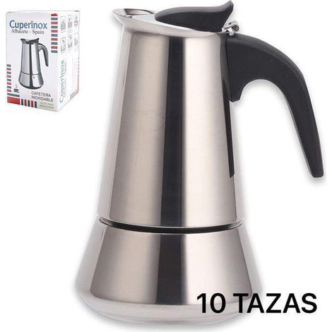 10 tazas cafetera expres acero inox para induccion cuperinox