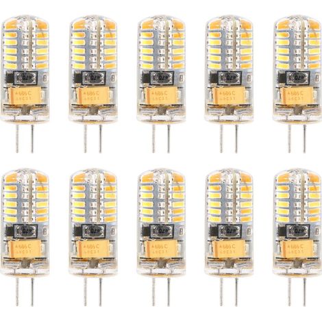 Lot de 10 ampoules LED G4 à intensité variable AC12V, ampoules cristal, blanc chaud, 48 LED, 3 W (1/5)