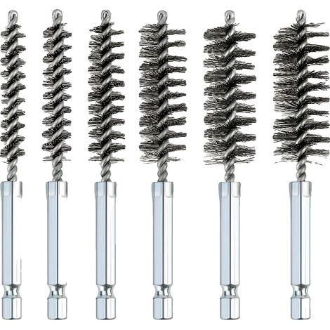 Cepillo de limpieza de alambre de acero, compatible con brocas hexagonales de 1/4", 6 piezas (1/2)