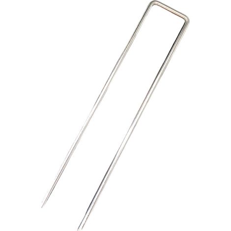 Lot de 100 clous de sol en forme de U (diamètre du fil : 2,2 mm, 4 × 20 cm) : durables et résistants à la rouille pour de multiples usages.