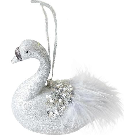 Zarter, tierförmiger Weihnachtsbaumschmuck aus Kunststoff für die Festtage, silberfarben (1/5)