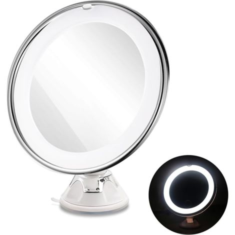 Miroir De Maquillage Grossissant 10x avec Éclairage LED Miroir Cosmétique LED Portable Et Grossissant (1/5)