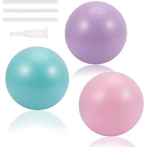Pilates Balls 25 cm Set of 3 Swiss Ball Fitness Exercise Balls with Inflation Tube for Yoga, Gym, Pilates, Pregnancy, Rehabilitation, Home Balance and Training (1/5)