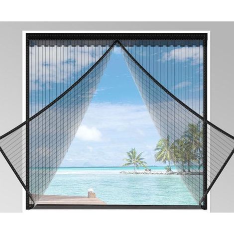 Moustiquaire - 100 x 120 cm - Moustiquaire magnétique - Fixation Velcro - Rideau anti-moustiques minimaliste et moderne - Répulsif anti-insectes - Convient à toutes les fenêtres - Noir (1/5)