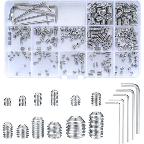 Viti a testa esagonale da 240 pezzi, viti a testa esagonale, set di grani, viti a testa esagonale in acciaio inossidabile metrico M3/M4/M5/M6/M8, viti a brugola, kit assortiti per maniglie delle porte (1/5)