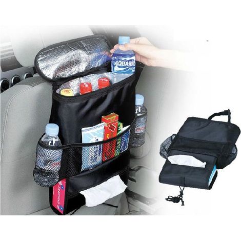 Isolierter Autositz-Organizer, Rückenlehnenaufbewahrung mit mehreren Taschen, Reisetasche mit Getränkehalter, isolierte Flaschentasche, Auto-Rückenlehnenstütze (1/5)