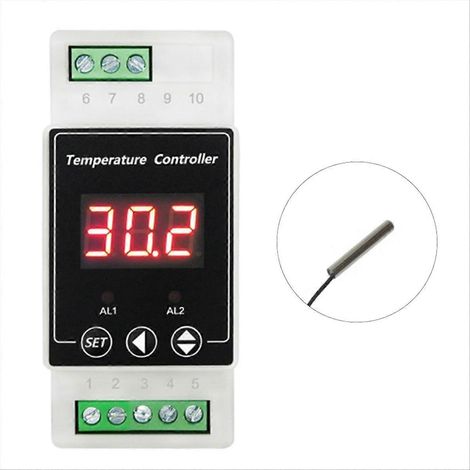 Thermostat à LED pour rail DIN, relais 2 voies DC8-24V, contrôleur C (1/5)