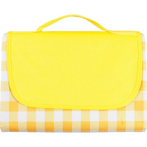 Tapis de pique-nique - Oxford Imperméable Pliable 2x2m Jaune à Carreaux pour Camping et Plage (1/4)