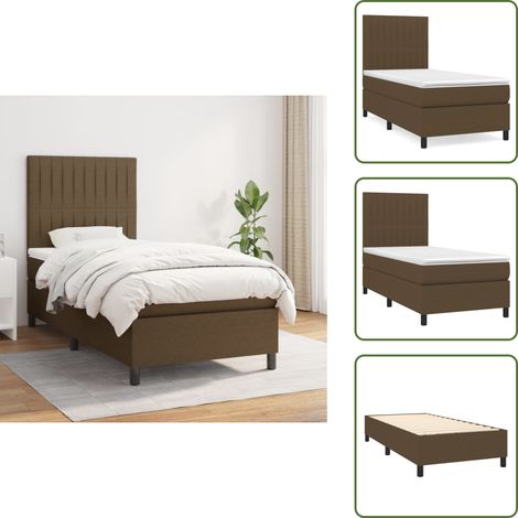 Sommier à lattes de lit avec matelas Marron foncé 80x200 cm - Lit Double - Lit Plateforme - Matelas À Ressorts Ensachés - Literie - Chambre À Coucher