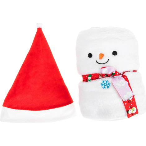 Couverture Garçon et Filles en Flanelle Motif Bonhomme de Neige, Douce (1/5)