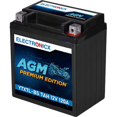 Electronicx YTX7L-BS Motorradbatterie AGM 12V 7Ah – Leistungsstarke Batterie für Motorrad und Roller - Premium Batterie 12V Wartungsfrei - Versand DE