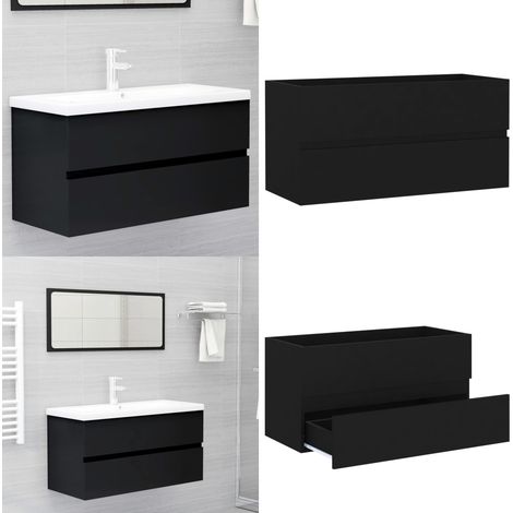 Armario para lavabo madera contrachapada negro 90x38,5x45 cm - Armario de baño - Almacenamiento de baño