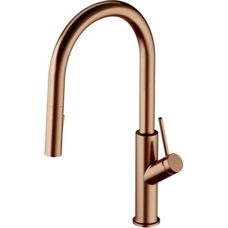 OMNIRES Bend - Grifo de fregadero con ducha extraíble, cobre cepillado BE6455CPB
