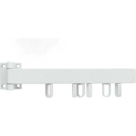 Étendoir mural rétractable et peu encombrant avec anneau rotatif, blanc, 30 cm, pliable. Idéal pour balcon et buanderie. (1/5)