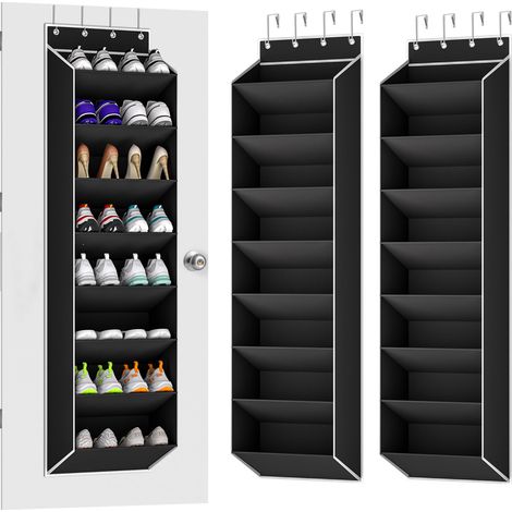 LEDANDER Lot de 2 étagères à chaussures extra larges et robustes, transparentes, pour hommes, femmes et enfants, organiseur de rangement pour porte de placard (1/5)
