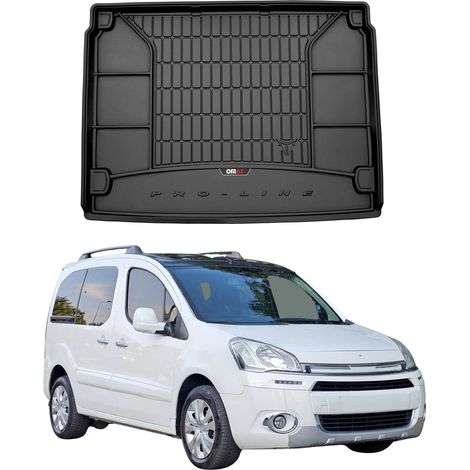 OMAC Tapis de Coffre Voiture Compatible avec Citroën Berlingo II Ludospace 2008 à 2018, Antidérapant Imperméable, 3D Premium TPE, Noir